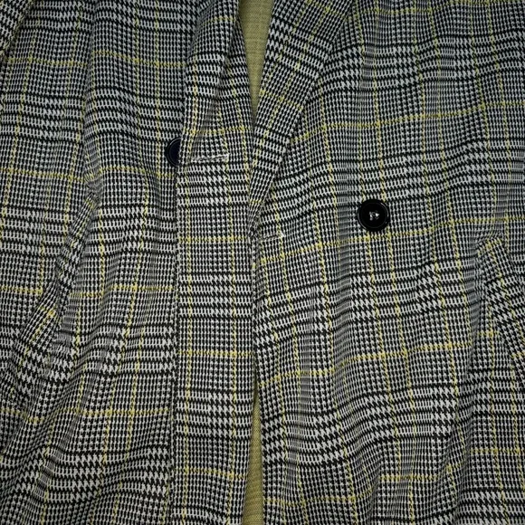 MELLODAY Plaid Trench Coat • Yellow & Black Clueless • Back to School Medium - Picture 4 of 10
